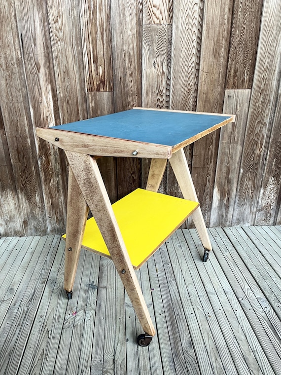 Serving trolley - Vintage side table with compass legs from the 1950s