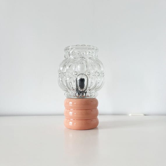 Vintage ceramic and glass globe lamp from the 1970s
