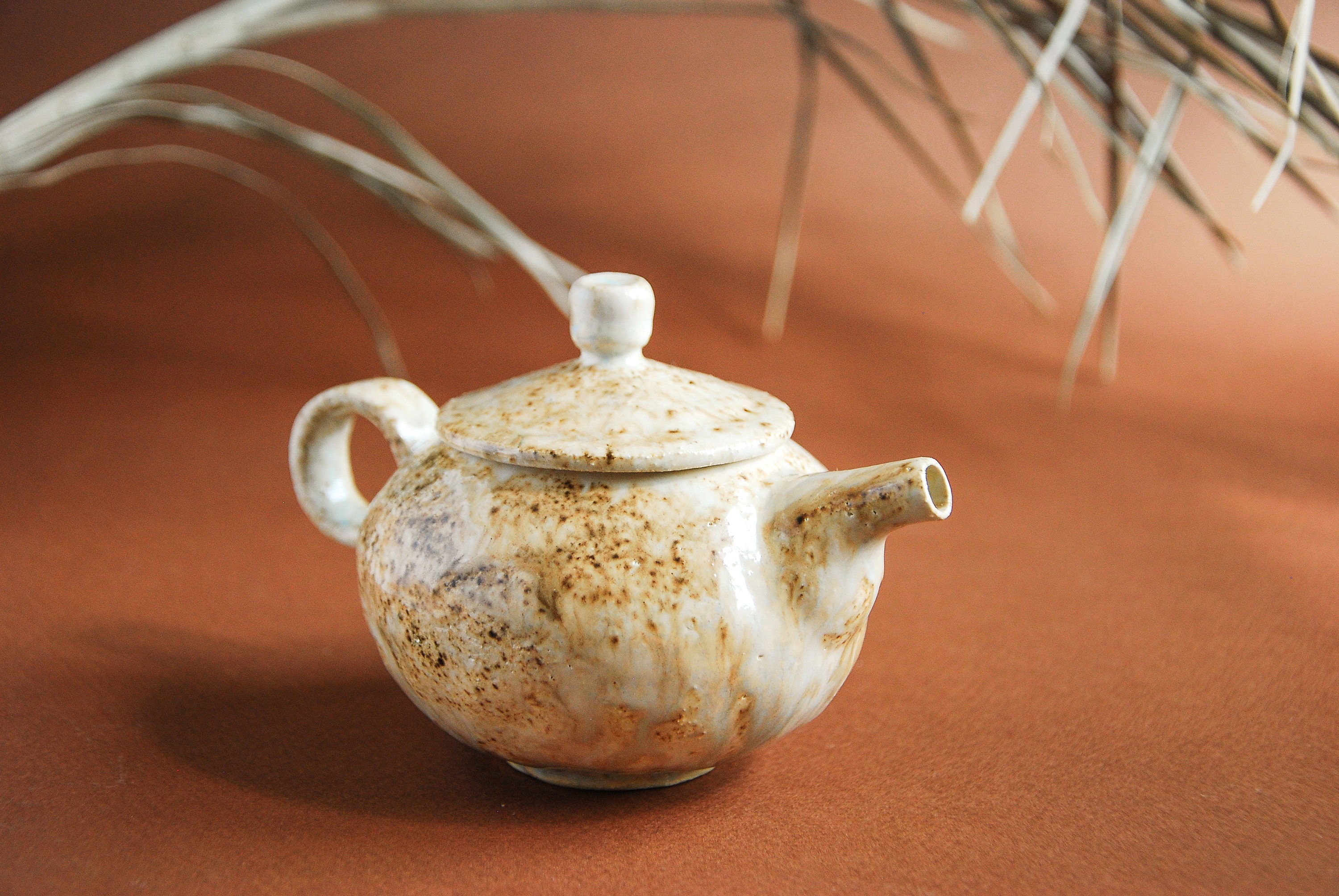 Gong fu ceramic teapot kettle white iron speckled glazed Etsy