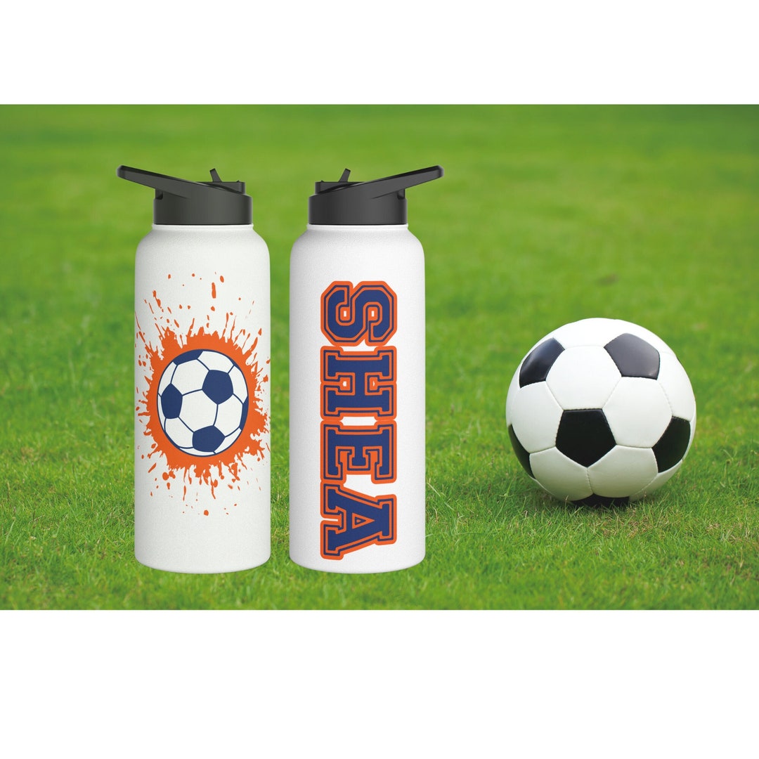 Soccer Water Bottle, Personalized 32oz Insulated Bottle, Custom Name ...