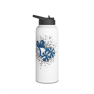 Personalized Cheer Water Bottle, 32oz Insulated Stainless Steel, Custom Name, Sublimated Art