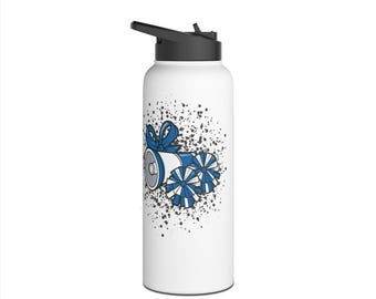 Personalized Cheer Water Bottle, 32oz Insulated Stainless Steel, Custom Name, Sublimated Art