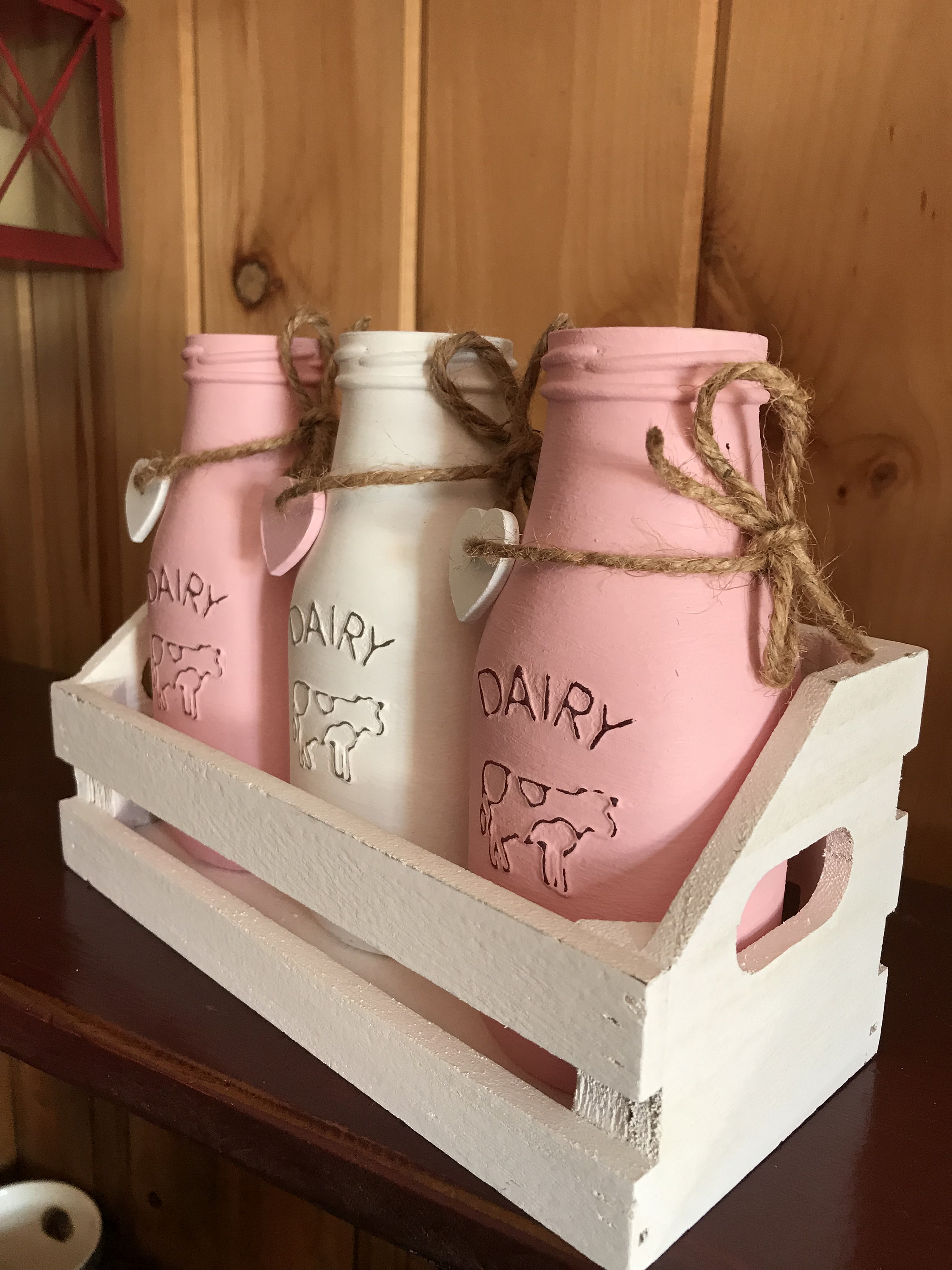 Milk Bottle Wood Box Etsy
