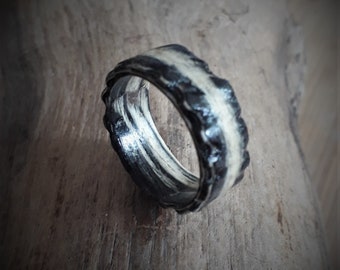 Zebra Ring - Black and White - Sustainable Wooden Ring - Handmade Ring - Friendship Ring - Rough Natural Jewellery - Eco friendly Wood
