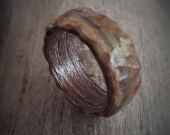 Rough wooden ring - Marbled wooden jewelry - Handmade Wooden jewelry - Sustainable gift idea - Natural wooden ring - Ethically sourced wood