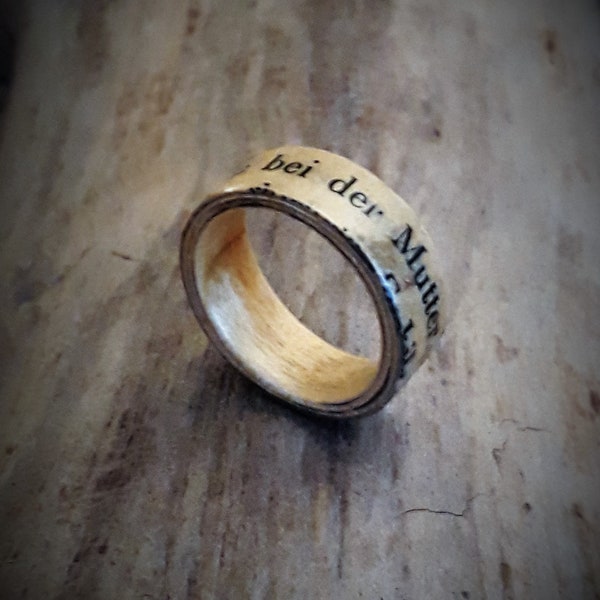 Buchseiten - Ring - Papierdesign - Holzring - Unisex Holzring - Handgemachter Ring - Einzigartiges Geschenk - Ringe für Ihn - Ring für Sie