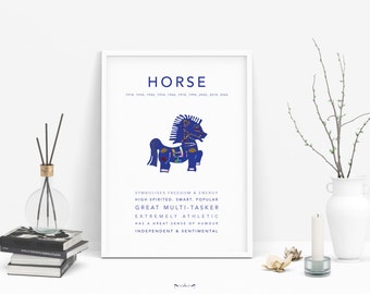 HORSE -asian Chinese Horoscope Zodiac Print Poster Design | Home
