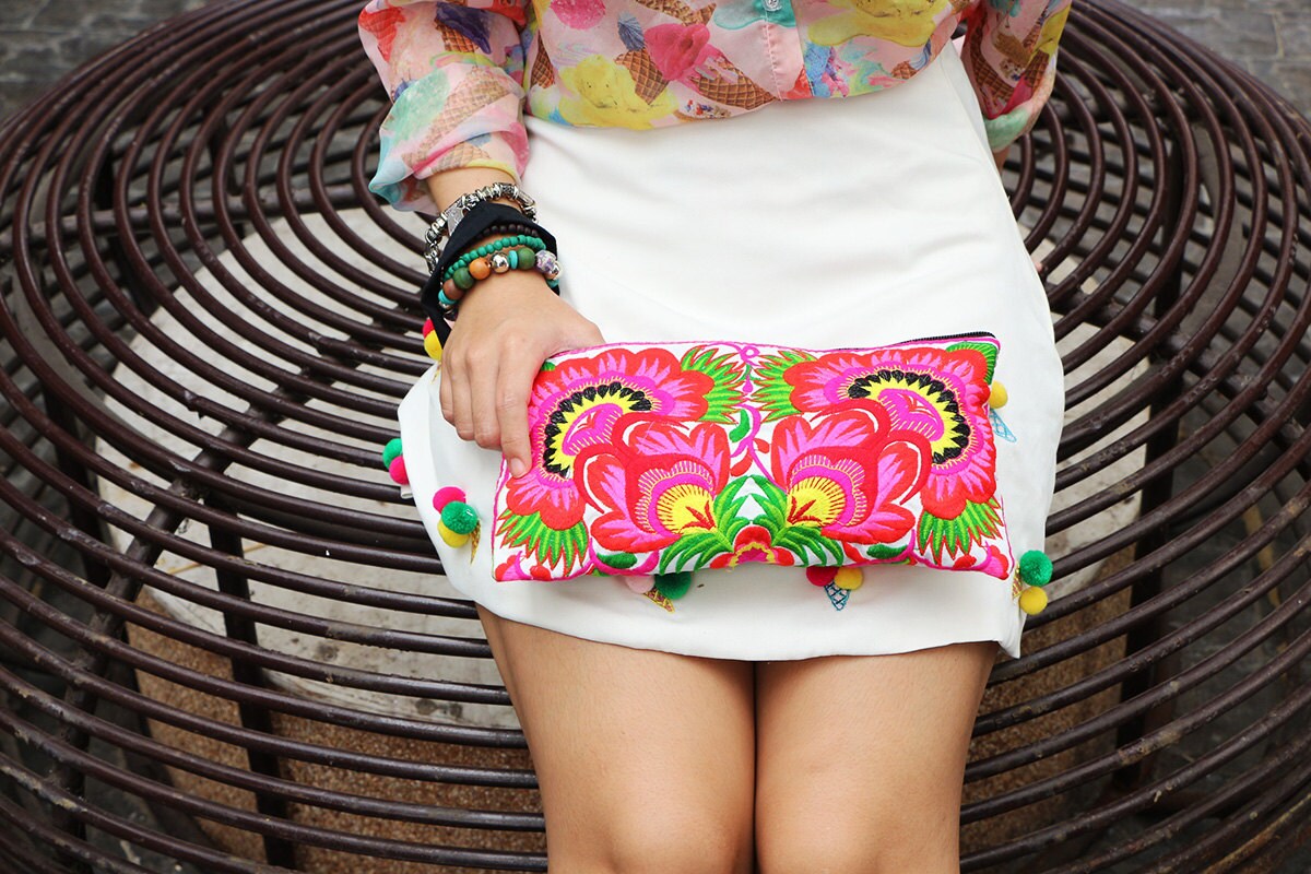 Lovely Flower Clutch With Embroidered Fabric - Etsy