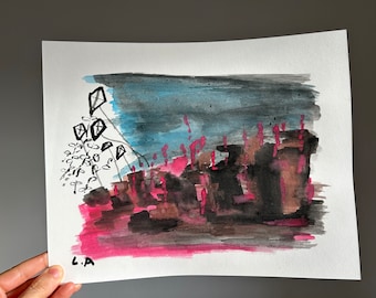 Gaza wird handgemachte Aquarellmalerei für einen guten Zweck Refaat Alareer weißer Drachen vorherrschen