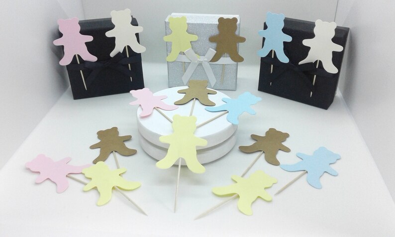 lemon Quantity 50. Teddy cupcake toppersdecorations cream /& kraft brown pastel blue Cupcake picks Pastel pink 50 teddy bears