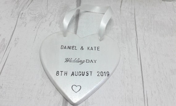 personalised wedding civil partnership gift keepsake pink hearts candle present