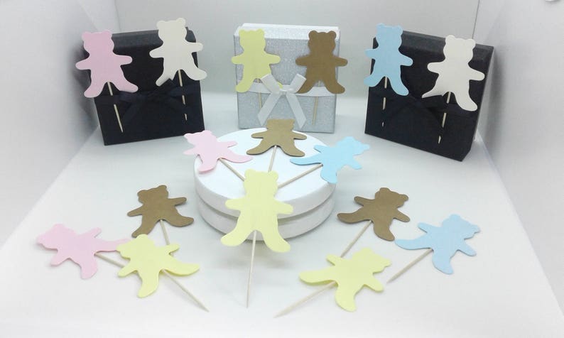 lemon Quantity 50. Teddy cupcake toppersdecorations cream /& kraft brown pastel blue Cupcake picks Pastel pink 50 teddy bears