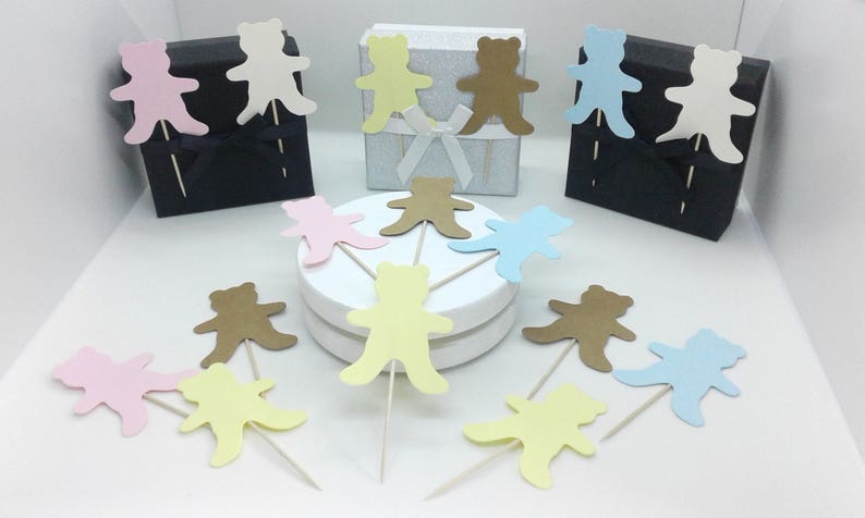 lemon Quantity 50. Teddy cupcake toppersdecorations cream /& kraft brown pastel blue Cupcake picks Pastel pink 50 teddy bears