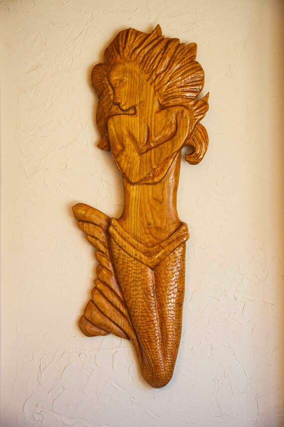 Mermaid Wood Carving Etsy