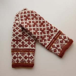 Handgemaakte Letse wanten, gratis verzending, natuurlijk, zeer zacht en warm, wol, terracotta, wit, okerkleuren