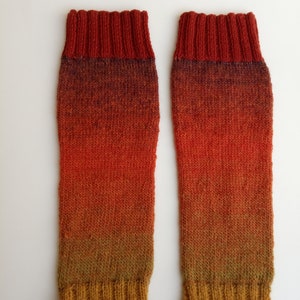 Handmade Latvian leg warmers, gaiters, Free Shipping, 100% natural wool, very soft and warm, terracotta, ochre colors