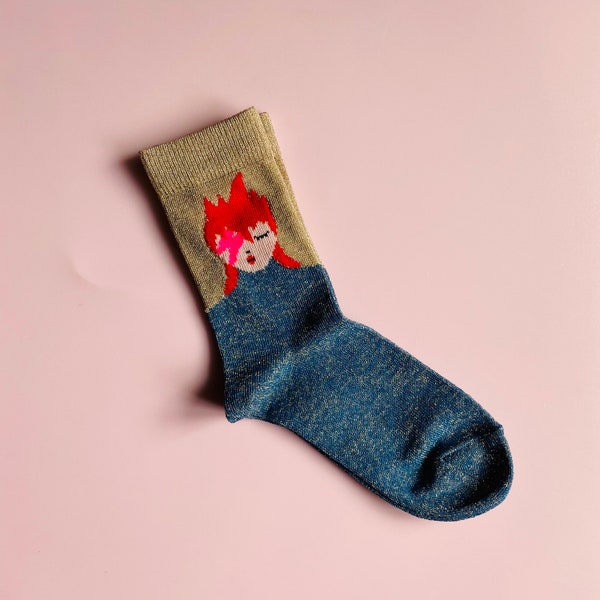 chaussettes enfants | Glam rock ziggy chaussettes | chaussettes made in France | Chaussettes lurex