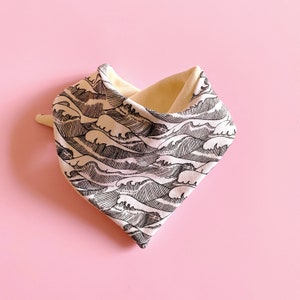Baby bandana bib in GOTS-certified organic cotton, adjustable size, made in France - Ocean