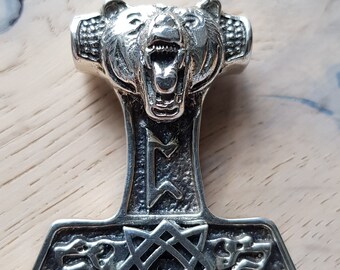 Thor's hammer with bear, protective amulet.