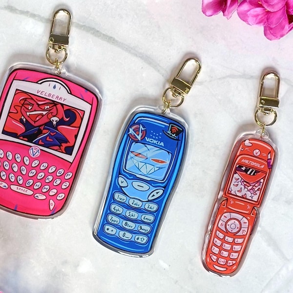 Hazbin hotell VEES Retro mobiltelefon NYCKELRINGAR