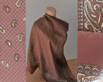 Foulard Carré En Soie Vintage Bordeaux Cachemire Pertegaz - Parfait Comme Cadeau Femme