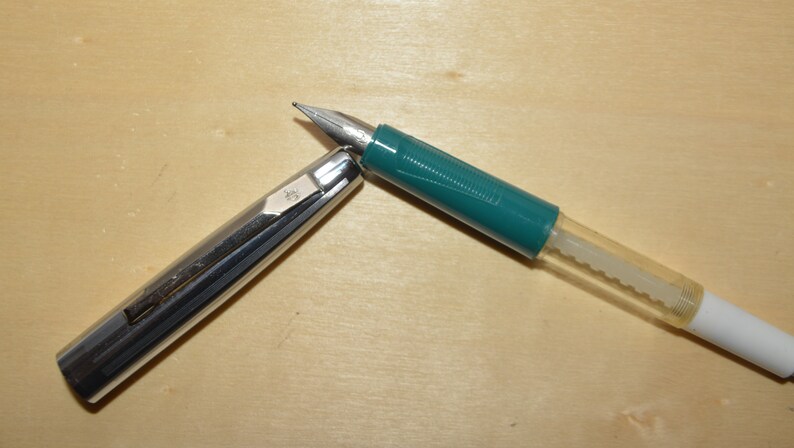 Vintage Fountain Pen New Old Silver Green Fountain Pen Fine Vintage Handwriting Ink Pen Made in USSR Fountain Pen 70/'s Soviet Union