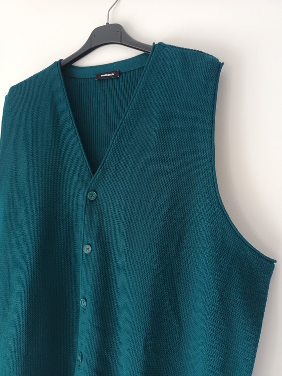 Vintage Men Merino Wool Knit Vest Size XXL/3XL Da… - image 6