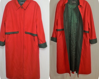 LODENFREY Austrian Women Wool Coat Size L/44 Red Long Wool Coat Tiroler Loden Wool Coat Jacket Red Dark Green Long Trachten Dirndl Coat