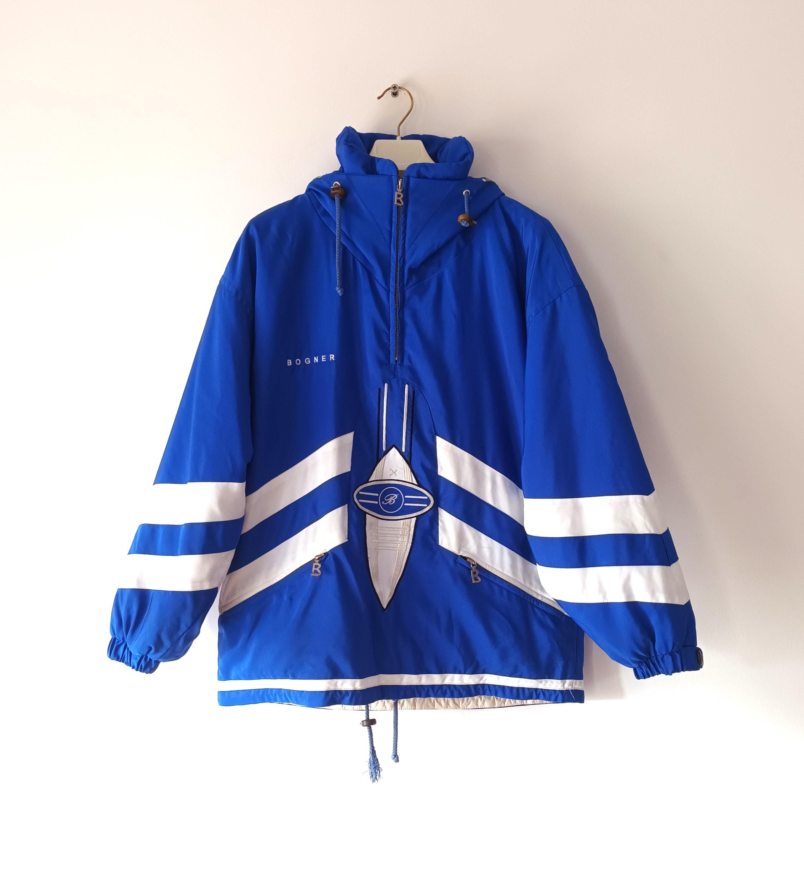 BOGNER Vintage Mens Womens Blue White Ski Anorak Jacket Size S