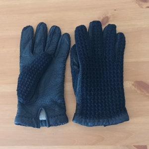 Vintage Black Men Wool Leather Gloves Size L/9 Wool Lined Leather Gloves Full Finger Gloves Soft Warm Gloves Gift for Him Wool Knit Gloves