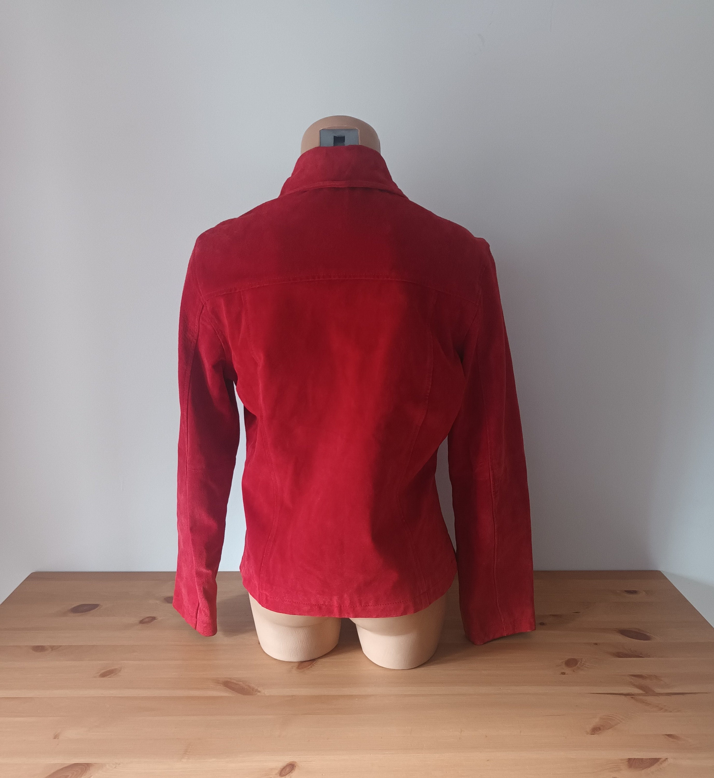 Veste En Daim Véritable Rouge Bronzé - Taille S - Cuir 100% - Occasion Très Bon état