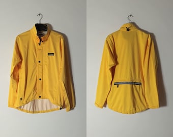 Odlo Vintage Men Yellow Windbreaker Jacket Size M Yellow Light Jacket Old School Jacket Rain Coat Sportswear Reflect Light Street Jacket