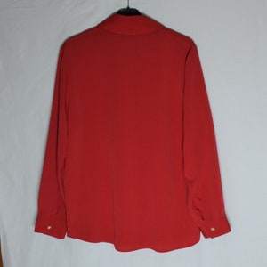 Vintage Women Red Blouse Size L Red Solid Collared Blouse Long Sleeve Gold Buttons Red Shirt Retro Red Blouse Capsule Wardrobe Blouse image 6