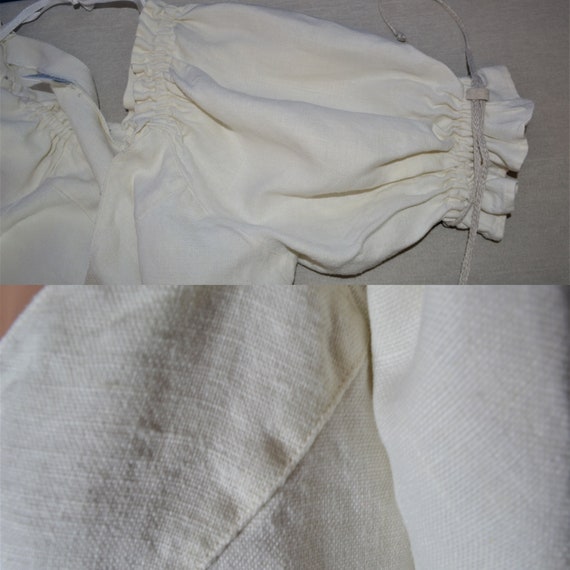 Vintage Women Linen Blouse Size L Off White Dirnd… - image 10