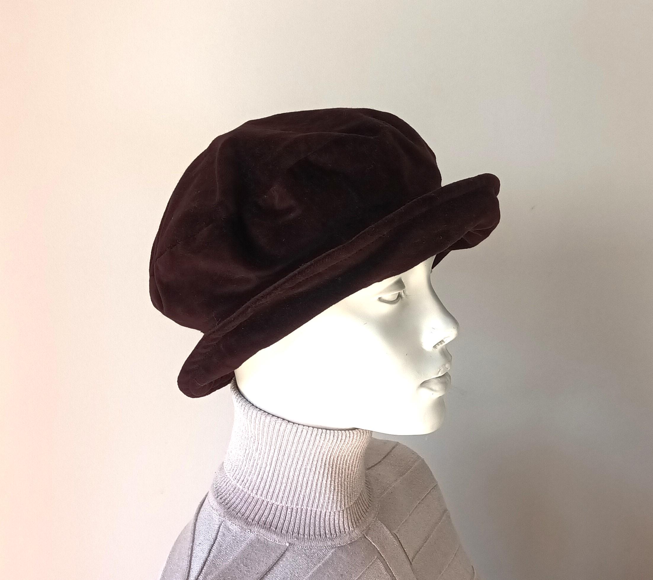 Vintage Womens Brown Velour Bucket Hat Size M Brown Velour Bucket
