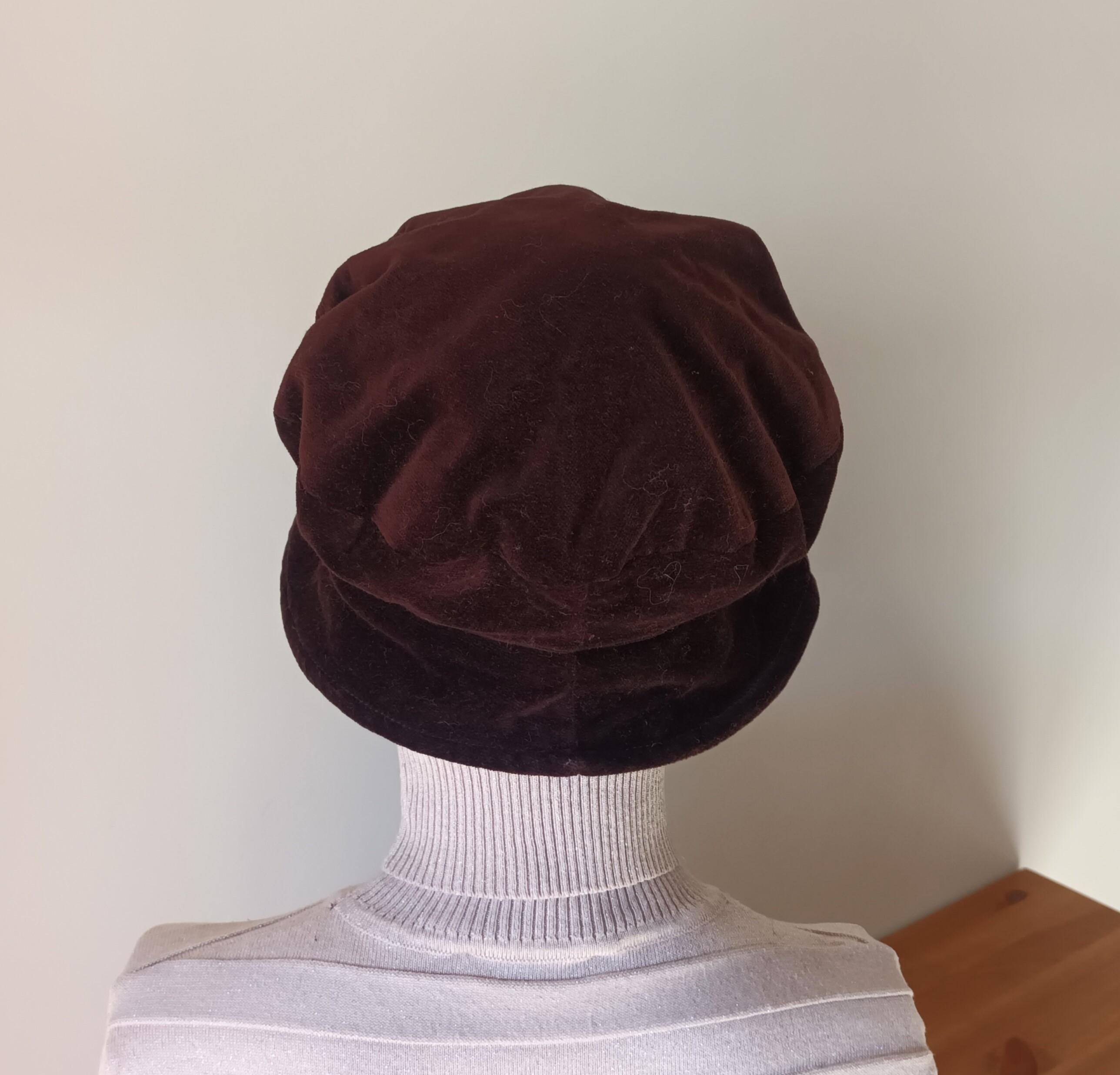 VINTAGE CHOCOLATE‎ BROWN GENUINE VELOUR LEATHER TRIM HAT Vintage Men main image 2