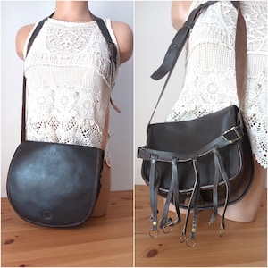Vintage Brown Leather Saddle Bag Additional Hanger Keychains Handmade Brown Shoulder Bag Leather Crossbody Bag Saddle Bag Crafted Boho Bag