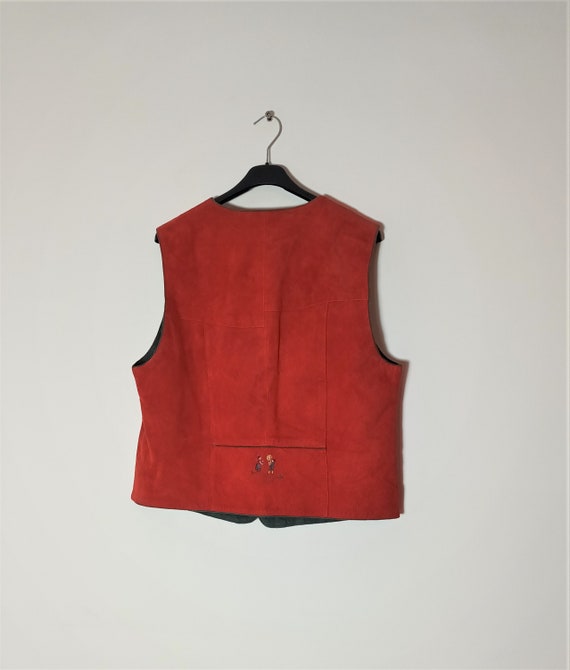 Vintage Women Red Suede Vest Size M/L Red Leather… - image 10