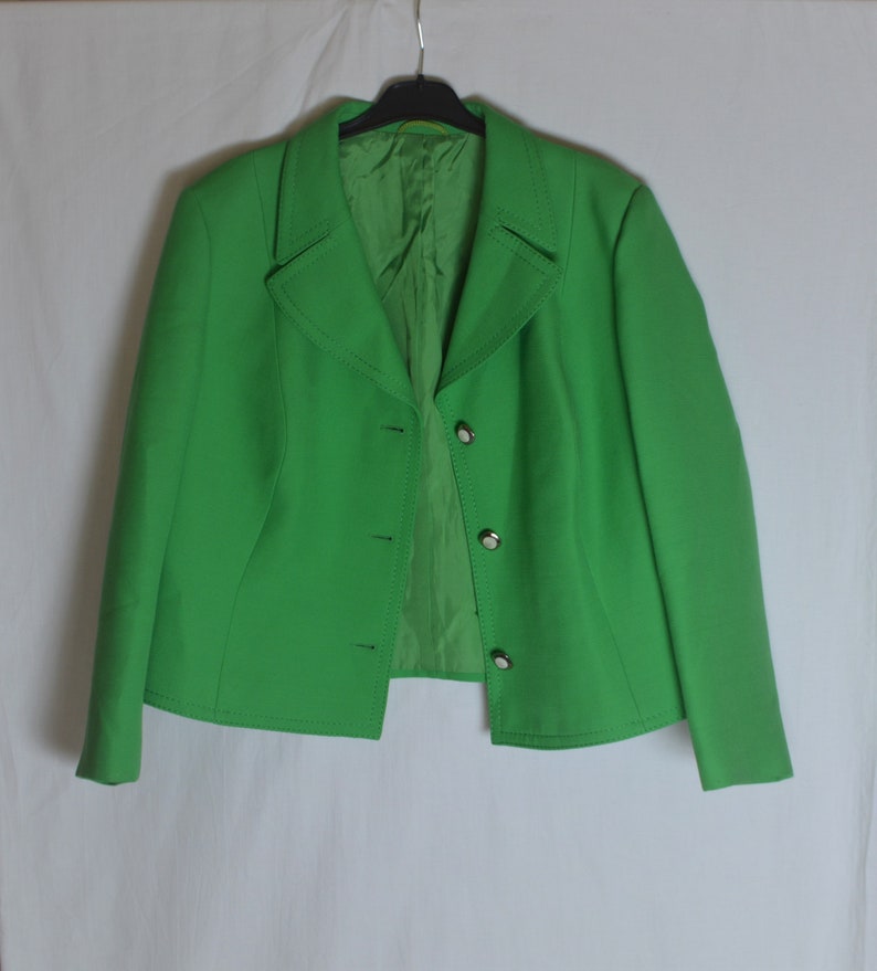 Gelco Vintage Green Women Wool Jacket Size XL Costume Long Sleeve Pure ...