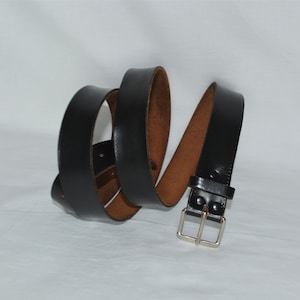 Vintage Men's Black Genuine Leather Belt Solid Print Casual Minimalist Leather Belt Silver Buckle Black Belt