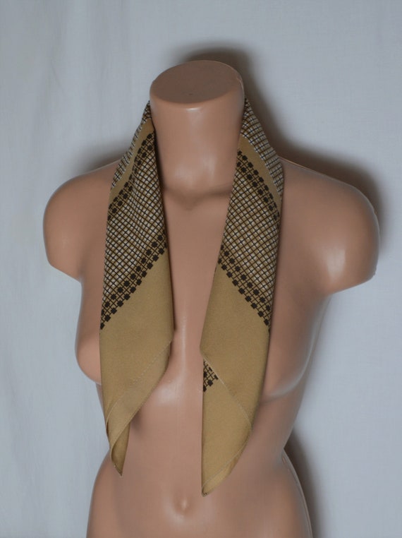 Vintage Women Scarf Brown Beige Minimalist Scarf … - image 6