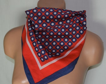 Vintage Blue Red Bandana Geometric Print Bandana Blue Red Men's Bandana Kerchief Vintage Scarf Bandana for Women Blue Baby Hairband Headband