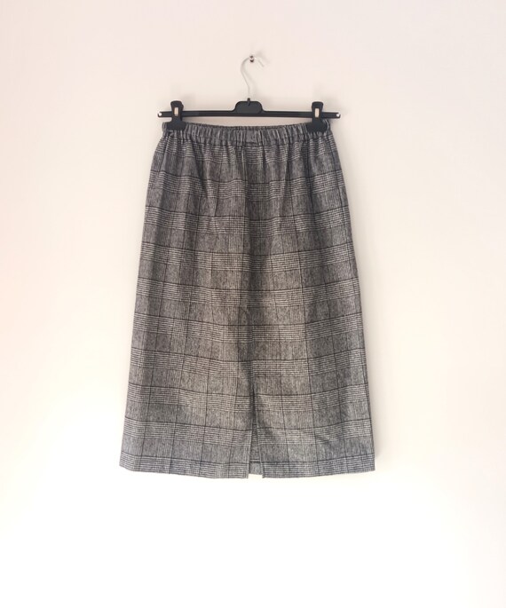 Vintage Black White Wool Midi Skirt Size L/44 Hou… - image 8
