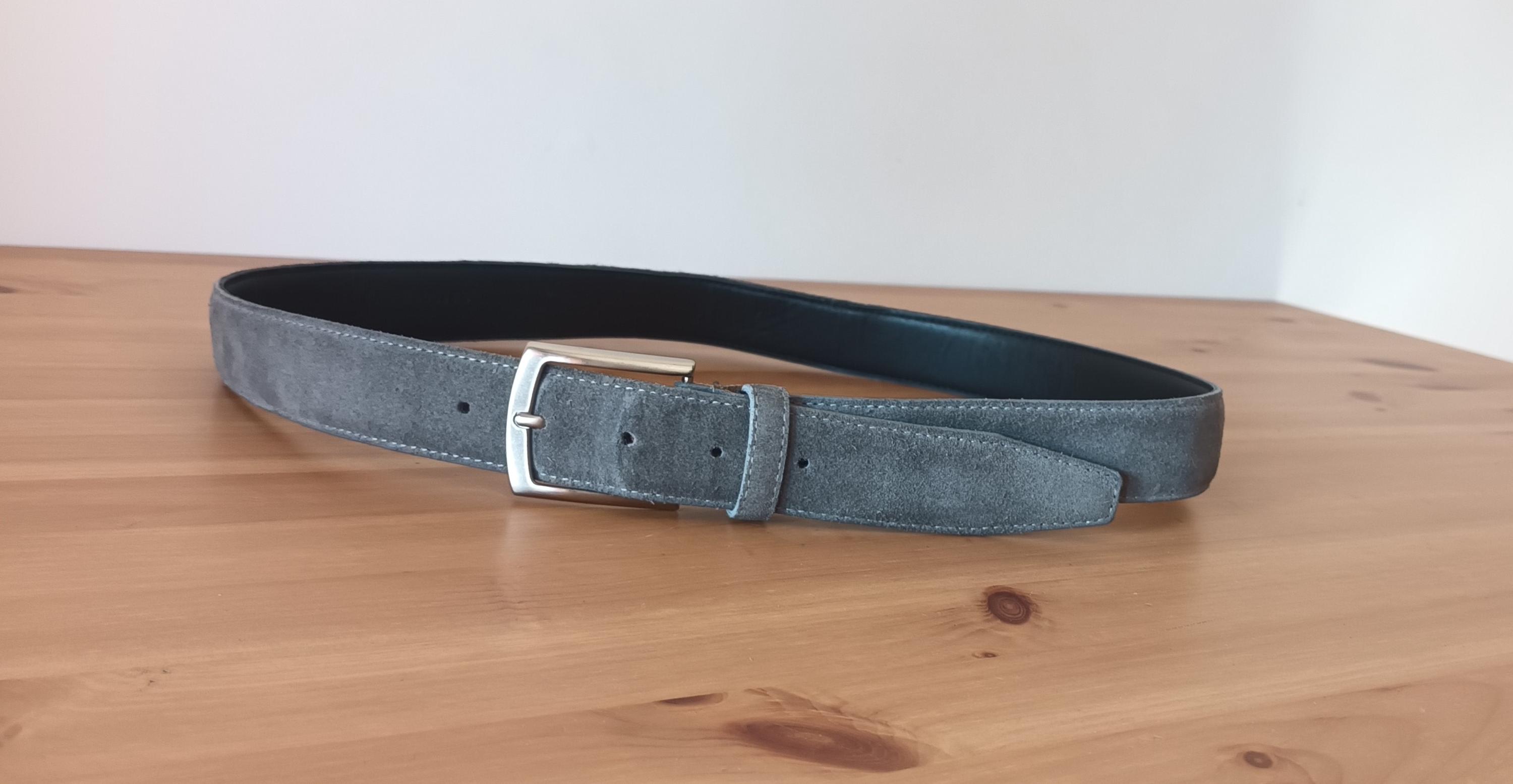 Vintage Grid Texture Sueded Leather Belt with Covered Buckle in Grey Medium 41104 Suede Belt Genuine Suede Leather Casual Jean Belt 1-1  main image 4