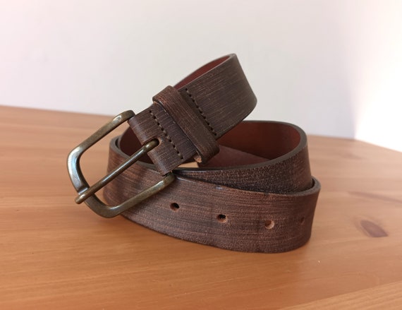Vintage Men's Brown Genuine Leather Belt Casual M… - image 3