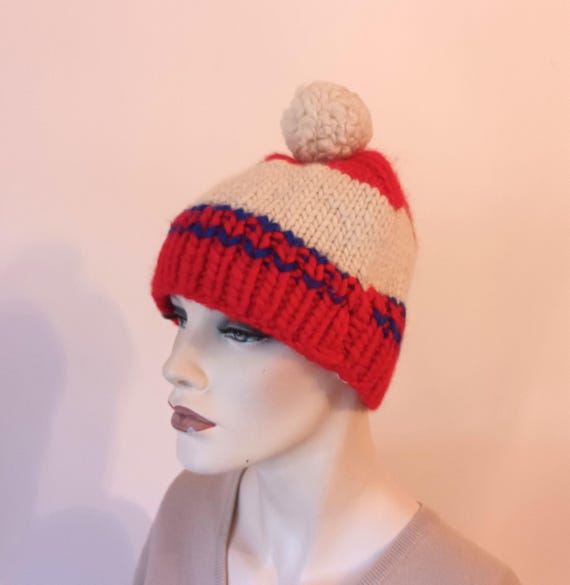 Vintage  Rare Thick Warm Winter Beanie Skull Cap Hat Vintage Classic Skull Cap Beanie Hat Cuffed Winter Hat Knit  main image 4