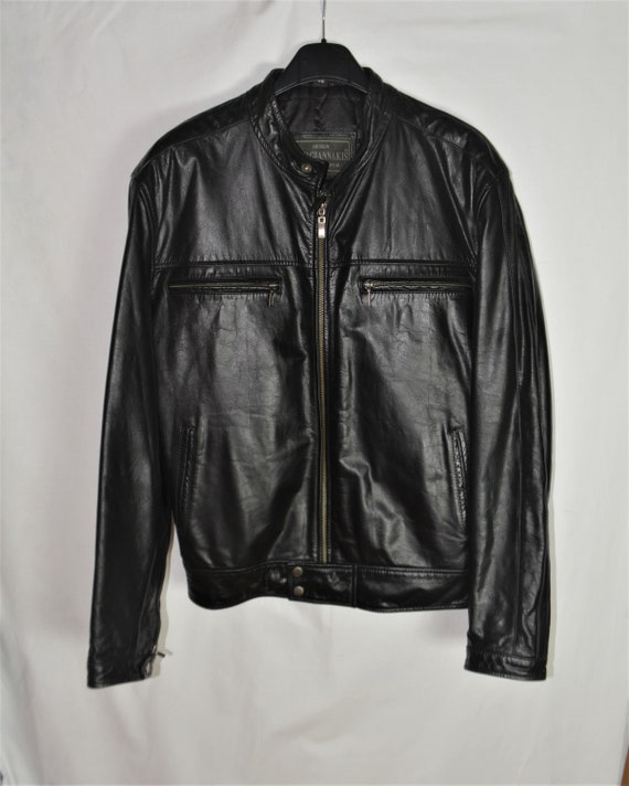 Vintage Men's Leather Black Jacket Size L Genuine Leather