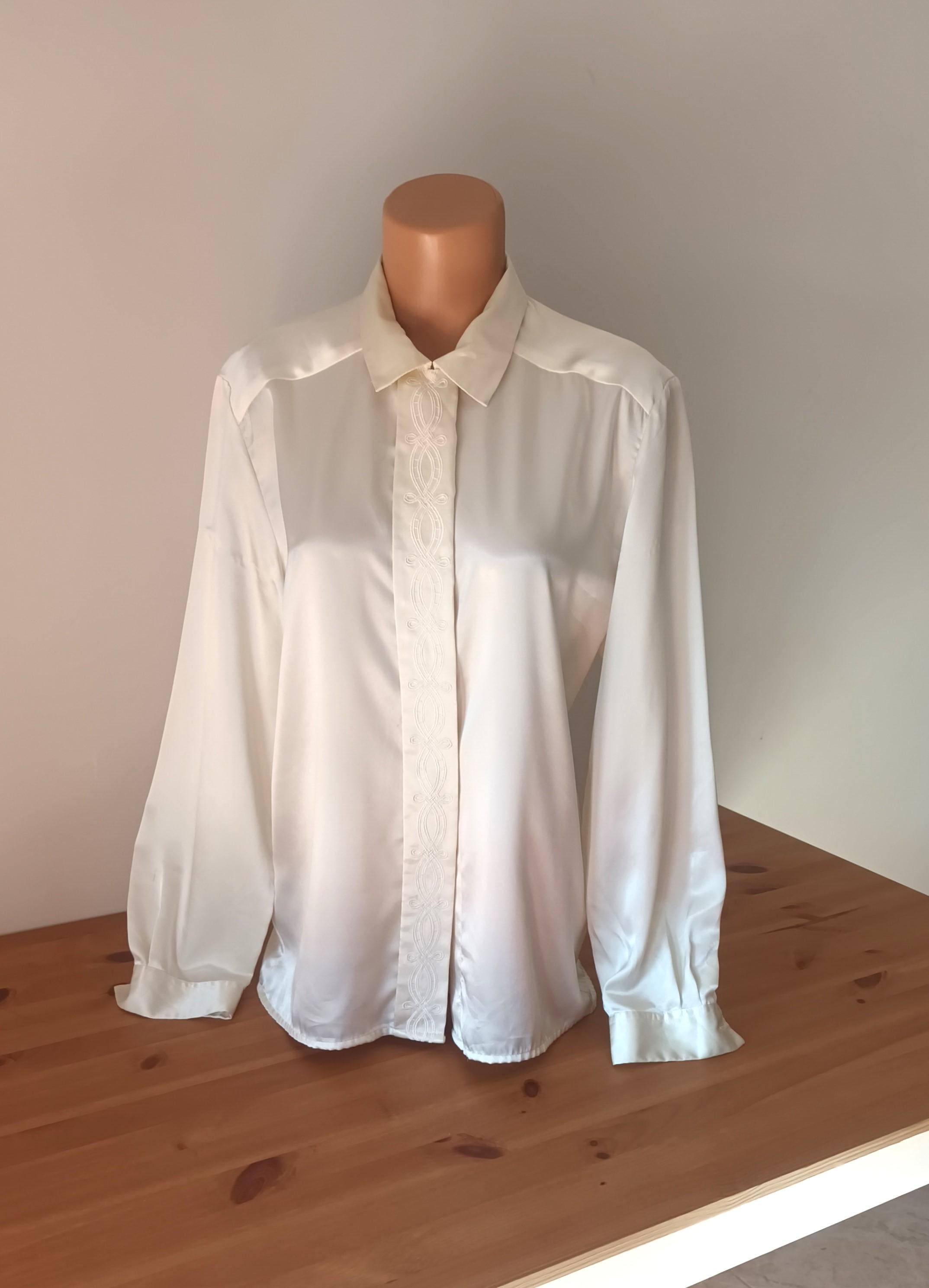 【新品】imperf Vintage Satin Shirt Ecru Vintage Women off White Satin Blouse Size M Ecru Satin Shirt