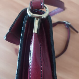 Vintage Women Burgundy Leather Flap Bag Burgundy Leather Shoulder Bag Maroon Messenger Bag Burgungy Leather Crossbody Bag Wine Flap Bag image 8