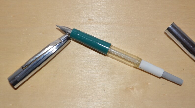 Vintage Fountain Pen New Old Silver Green Fountain Pen Fine Vintage Handwriting Ink Pen Made in USSR Fountain Pen 70/'s Soviet Union